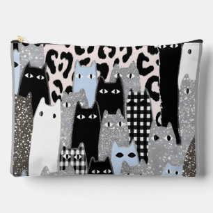 Schicke Karo- und Gingham-Katzenmuster-Patchwork-D Zubehörtasche