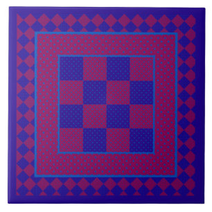 Schicke Keramikfliese, Lila, Blau, Pflaumen Polka  Fliese