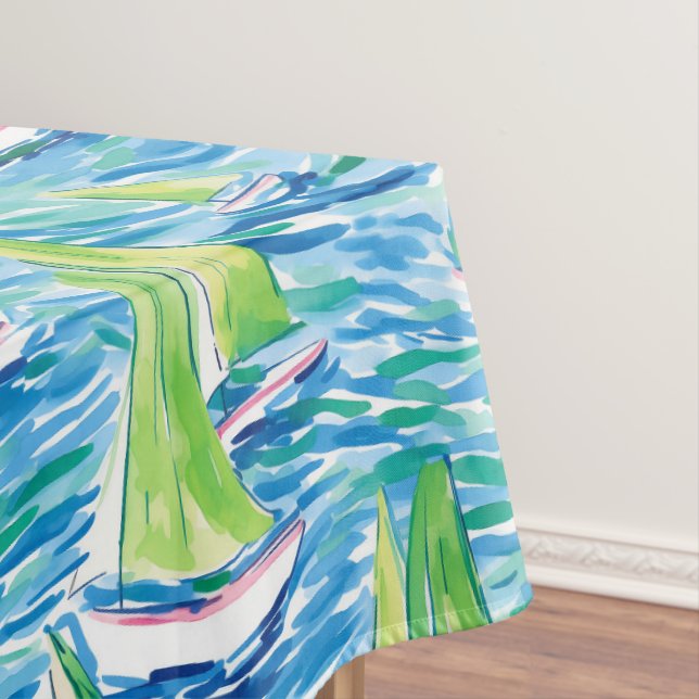 Schicke Küsten-Segelboote Tischdecke (Beispiel)