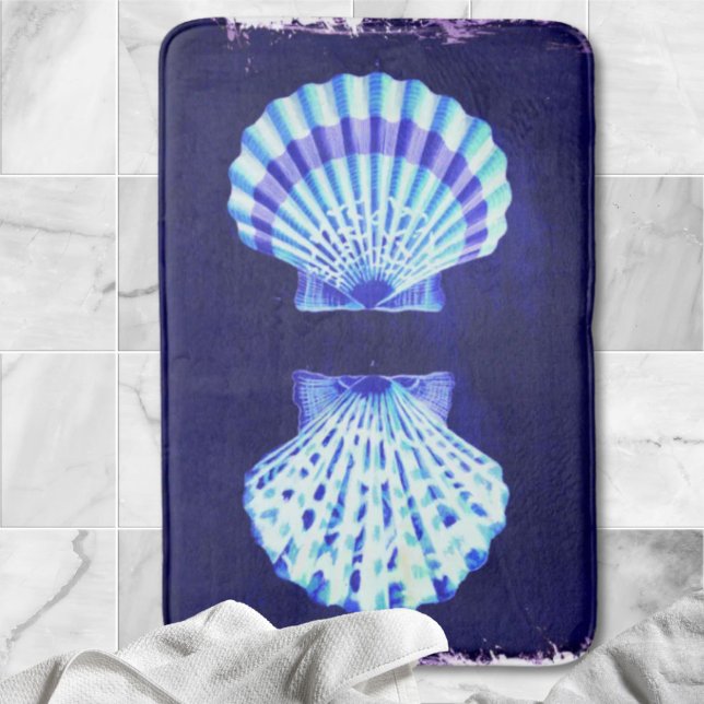 schicke Küstenstrände rustikal nautische blaue Mus Badematte (coastal chic beach rustic nautical blue seashells bath mat)