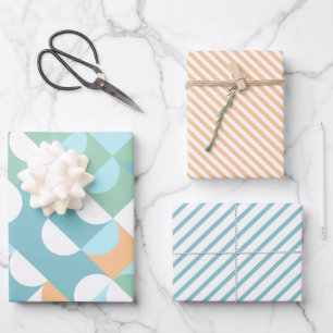 Schicke leichte Türkis-Blau-Grün-Kreise Kunstmuste Geschenkpapier Set