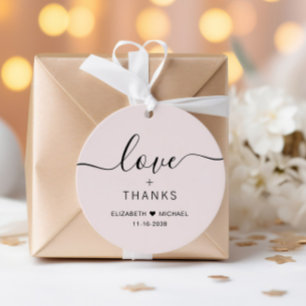 Schicke Liebe und Dankeschön Rosa Hochzeit Geschenkanhänger
