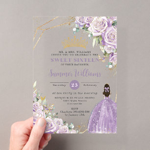 Schicke Lila Fliederrosen Florale Prinzessin Sweet Acryleinladungen