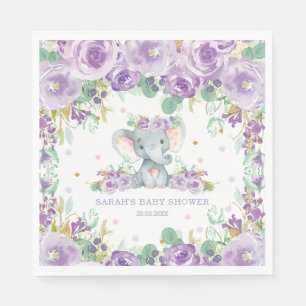 Schicke lila florale Elefanten-Baby-Party zum Gebu Serviette
