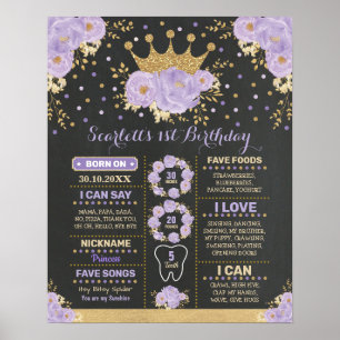 Schicke lila goldene Blumenkrone Prinzessin Meilen Poster