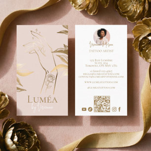 Schicke Luxus-Rosa-Gold-Tattoo-Studio-Künstlerin Visitenkarte