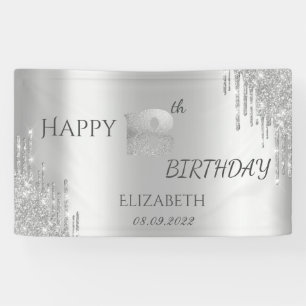 Schicke Luxus Silber Glitter Tropfen 18. Geburtsta Banner