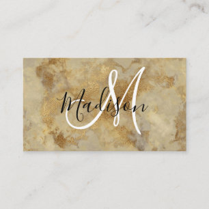 Schicke Luxus-Vintage-Gold-Marmor-Muster-Monogramm Visitenkarte