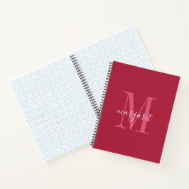schicke marinerote & weiße Monogramm-Name Spiralbl Notizbuch
