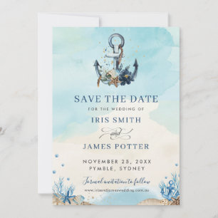Schicke maritime Anker-Strand-Moderne Hochzeit Save The Date