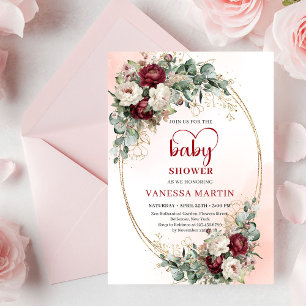 Schicke Marsala-Blumen-Baby-Shower-Einladung Einladung
