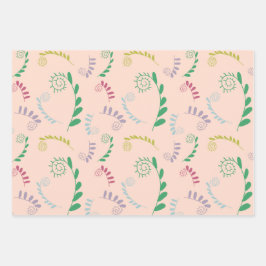 Schicke Mimosenblätter Geschenk Geschenkpapier Set