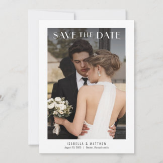 Schicke minimalistische Foto-Hochzeit Save The Date