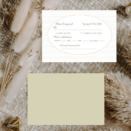 Schicke minimalistische grüne Streifen Hochzeit RSVP Karte