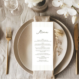 Schicke minimalistische Streifen Hochzeit in Grün Menükarte