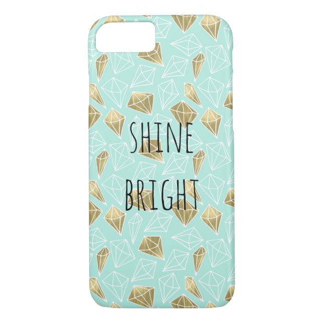 Schicke Minzen-und Golddiamanten glänzen helles Case-Mate iPhone Hülle (Rückseite)