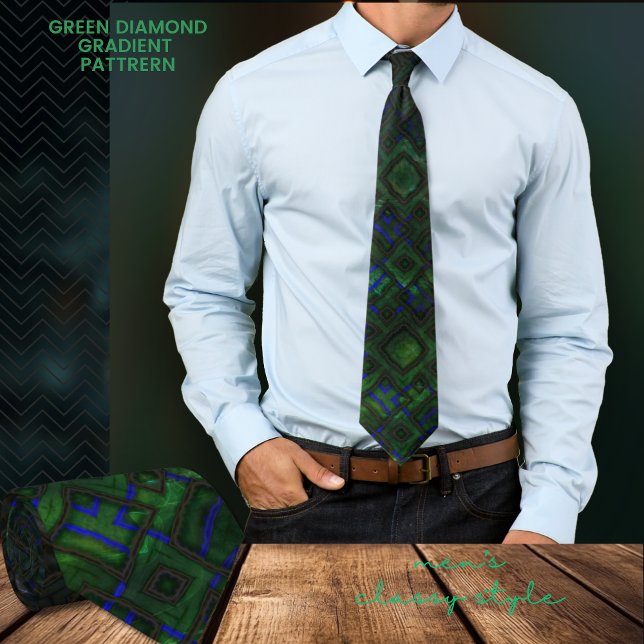 Schicke moderne grüne Diamant-Verlaufsstruktur Krawatte (Green Diamond Gradient Pattern Neck Tie)