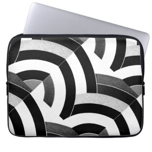 schicke, moderne, stilvolle Schwarz/Weiß-Chevrons Laptopschutzhülle