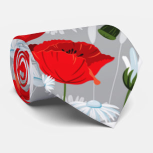 schicke Mohnblumen und Gänseblümchen rot-weißes Ha Krawatte