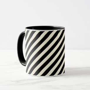 Schicke monochrome schwarz-weiße diagonale Streife Tasse