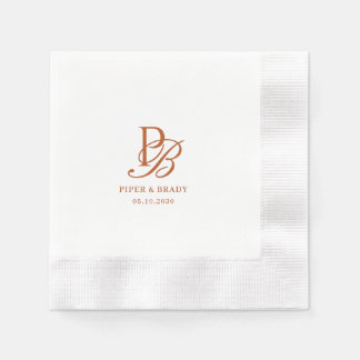 Schicke Monogramm-Hochzeits-Engagement-Probedinner Serviette