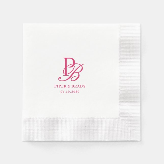 Schicke Monogramm-Hochzeits-Engagement-Probedinner Serviette (Vorderseite)