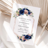 Schicke Navy-Roségold-Rouge Florale Hochzeit Geome