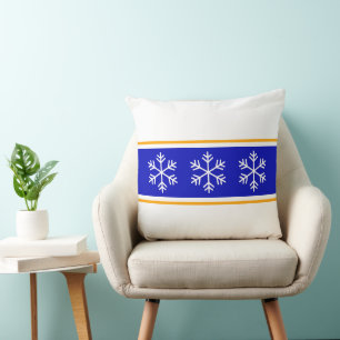 Schicke nordische Schneeflocken Nordisch Blau Weiß Kissen