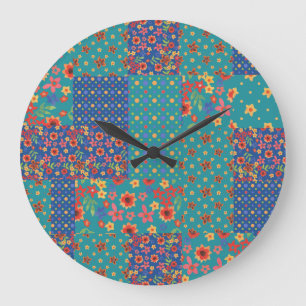 Schicke nostalgische falsche Patchwork-Rundwanduhr Große Wanduhr