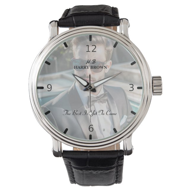 schicke Papa-Foto Armbanduhr (Vorderseite)