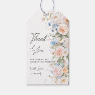 Schicke Pastell-Rosé Weiß Blau Florale Hochzeitsdu Geschenkanhänger