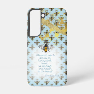Schicke Pastellblaue Goldene Bienen-Matrix-Bibel-K Samsung Galaxy Hülle