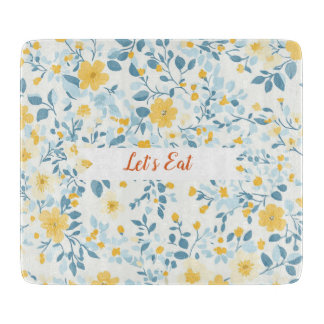 Schicke Pastellblaue und gelbe Blumen "Meine liebe Schneidebrett