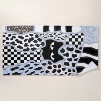 Schicke Patchwork Verdächtige Schwarze Katze Gingh Strandtuch