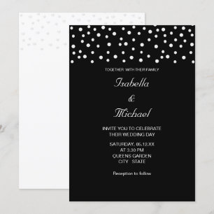 Schicke Perlen auf schwarzer und weißer Hochzeitse Einladung
