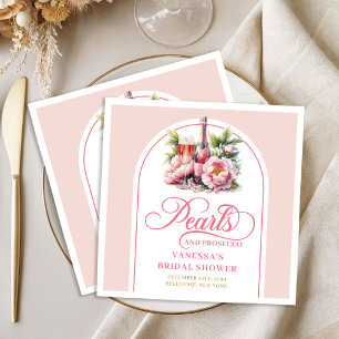 Schicke Perlen und Prosecco Brautdusche Servietten