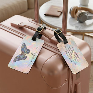 Schicke personalisierte Pastell-Glitter-Schmetterl Gepäckanhänger