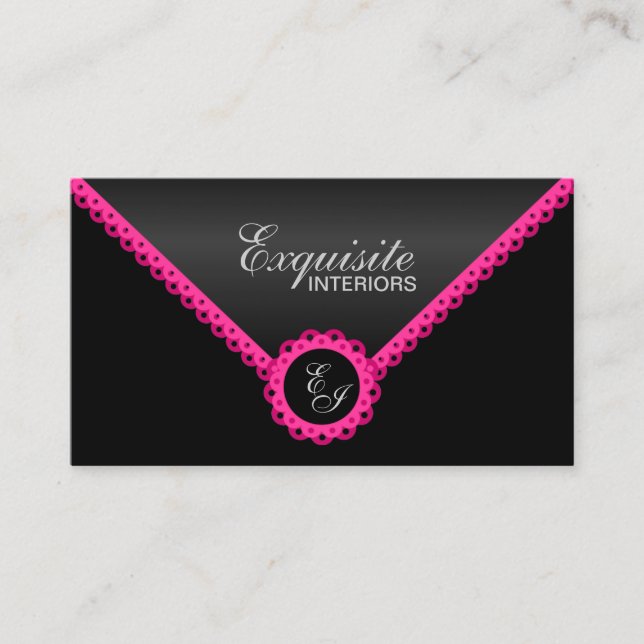Schicke Pink-Spitze und schwarzes Visitenkarte (Vorderseite)