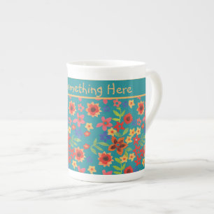 Schicke Retro-Blumenmuster auf türkisfarbenem, ind Prozellantasse