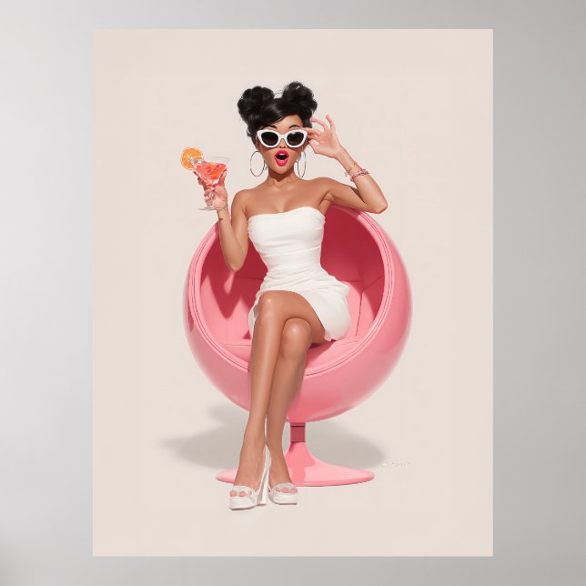 Schicke Retro-Glamour-Vibes Poster (Vorne)