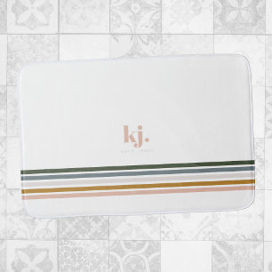 Schicke Retro-Streifen Monogramm Badematte