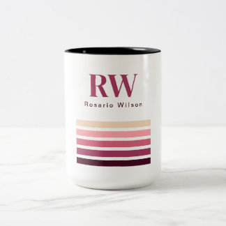 Schicke Retro-Streifen Monogramm Kaffeetasse