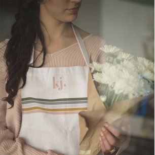 Schicke Retro-Streifen Monogramm  Schürze