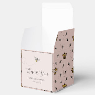 Schicke rosa Bienen und goldene Kronen Königin Bie Geschenkschachtel