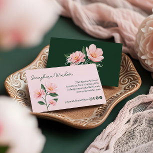 Schicke Rosa Blumen Botanisch Weiblich Feminine Visitenkarte