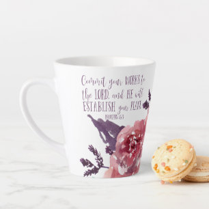 Schicke rosa florale Bibelvers-Typografie Milchtasse