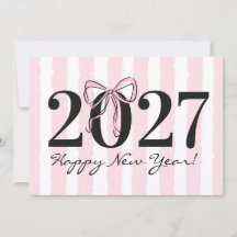 Schicke rosa gestreifte Schleife 2027 Neujahrs-Gru