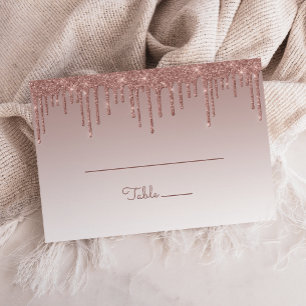 Schicke Rosa Gold Glitter Tropf Party Groß Flach Platzkarte