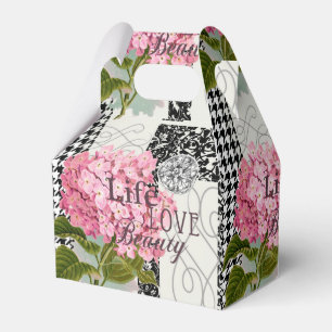 Schicke rosa Hortensien-Collage Vintage-Damaskus-K Geschenkschachtel