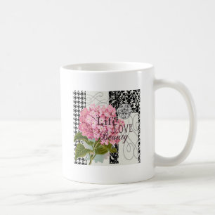 Schicke rosa Hortensien-Collage Vintage-Damaskus-K Kaffeetasse